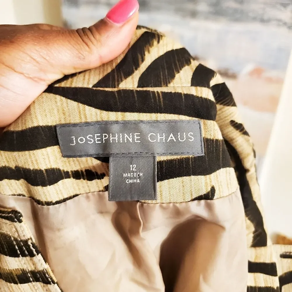 Vintage Josephine Chaus Zebra Print Blazer Sz 12